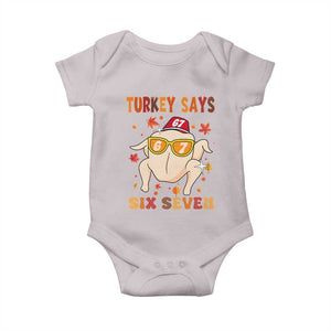 Turkey Says Six Seven Baby Onesie Funny Thanksgiving Meme Gift TS12 Ice Gray Print Your Wear