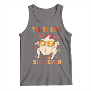 Turkey Says Six Seven Tank Top Funny Thanksgiving Meme Gift TS12 Deep Heather Print Your Wear