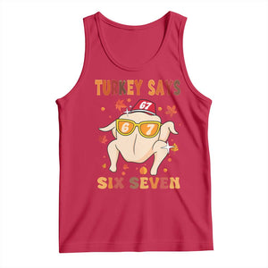 Turkey Says Six Seven Tank Top Funny Thanksgiving Meme Gift TS12 Red Print Your Wear