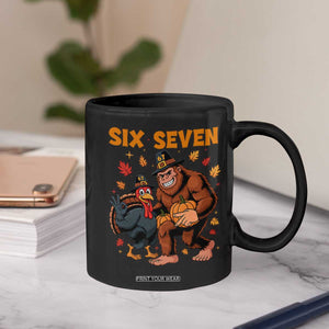Six Seven Meme Bigfoot And Turkey Coffee Mug Funny Thanksgiving Gift TS12 Print Your Wear