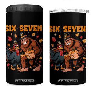 Six Seven Meme Bigfoot And Turkey 4 in 1 Can Cooler Tumbler Funny Thanksgiving Gift TS12 One Size: 16 oz Black Print Your Wear