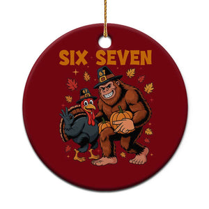 Six Seven Meme Bigfoot And Turkey Ceramic Ornament Funny Thanksgiving Gift TS12 1pc Red Print Your Wear