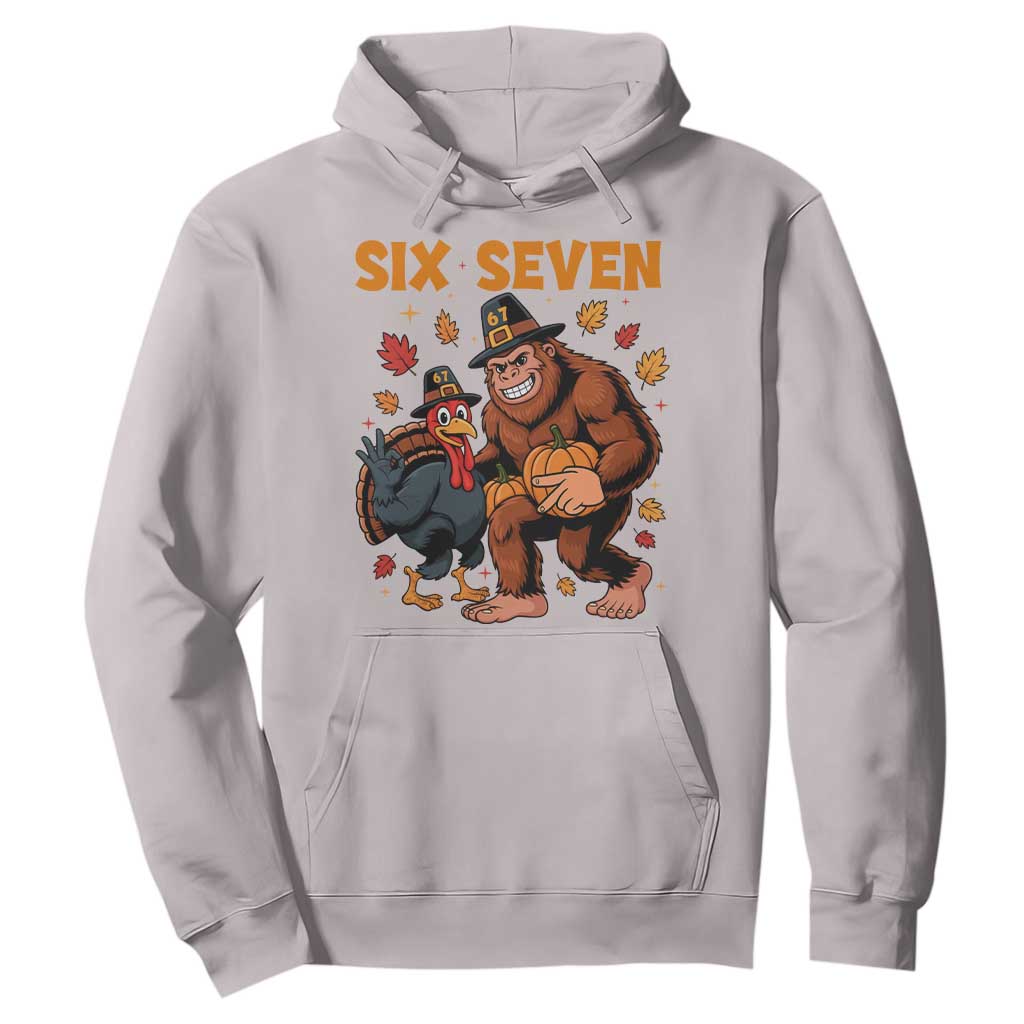 Six Seven Meme Bigfoot And Turkey Hoodie Funny Thanksgiving Gift TS12 Ice Gray Print Your Wear