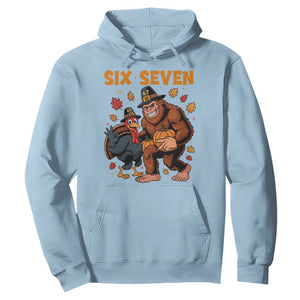 Six Seven Meme Bigfoot And Turkey Hoodie Funny Thanksgiving Gift TS12 Light Blue Print Your Wear