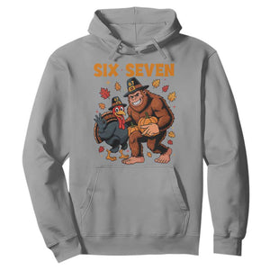 Six Seven Meme Bigfoot And Turkey Hoodie Funny Thanksgiving Gift TS12 Sport Gray Print Your Wear