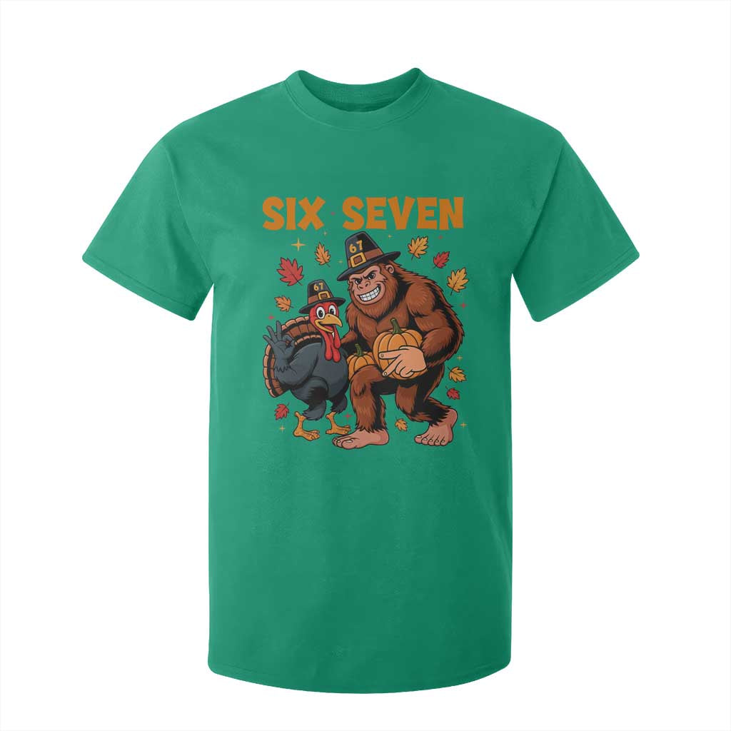 Six Seven Meme Bigfoot And Turkey T Shirt For Kid Funny Thanksgiving Gift TS12 Irish Green Print Your Wear