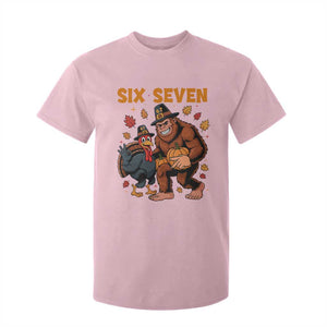 Six Seven Meme Bigfoot And Turkey T Shirt For Kid Funny Thanksgiving Gift TS12 Light Pink Print Your Wear