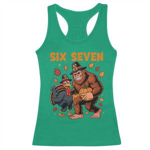 Six Seven Meme Bigfoot And Turkey Racerback Tank Top Funny Thanksgiving Gift TS12 Irish Green Print Your Wear