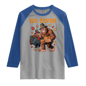 Six Seven Meme Bigfoot And Turkey Raglan Shirt Funny Thanksgiving Gift TS12 Sport Gray Royal Print Your Wear