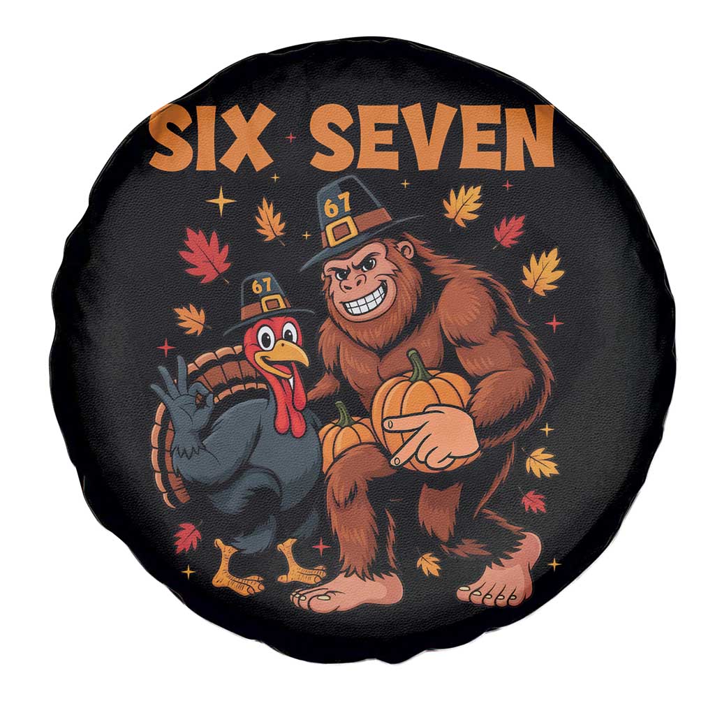 Six Seven Meme Bigfoot And Turkey Spare Tire Cover Funny Thanksgiving Gift TS12 Print Your Wear