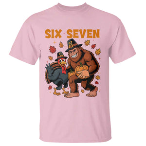 Six Seven Meme Bigfoot And Turkey T Shirt Funny Thanksgiving Gift TS12 Light Pink Print Your Wear