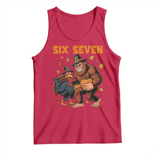 Six Seven Meme Bigfoot And Turkey Tank Top Funny Thanksgiving Gift TS12 Red Print Your Wear