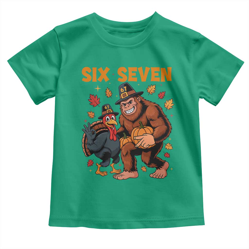 Six Seven Meme Bigfoot And Turkey Toddler T Shirt Funny Thanksgiving Gift TS12 Irish Green Print Your Wear