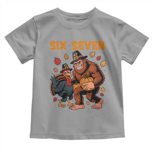 Six Seven Meme Bigfoot And Turkey Toddler T Shirt Funny Thanksgiving Gift TS12 Sport Gray Print Your Wear