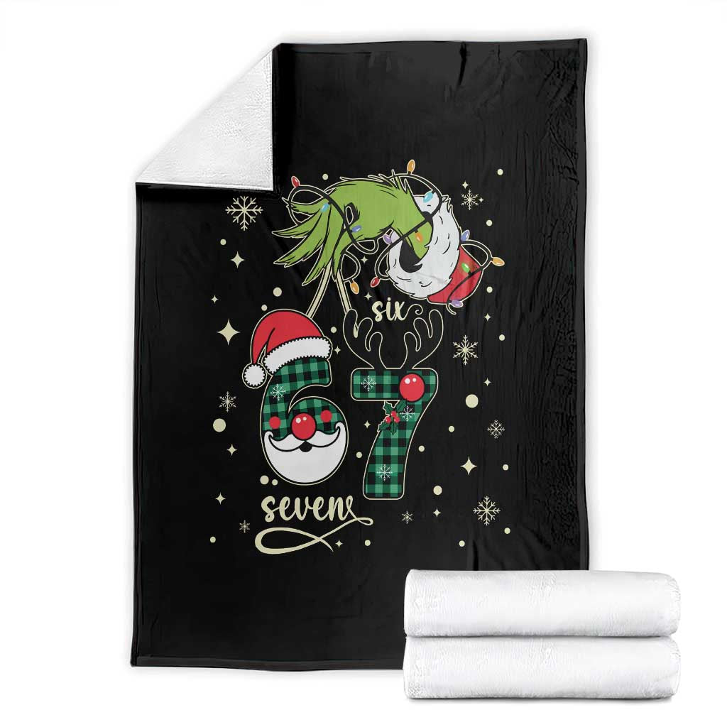 Funny Green Hand Six Seven Meme Throw Blanket Gen Z Alpha Xmas Gift TS12 Black Print Your Wear