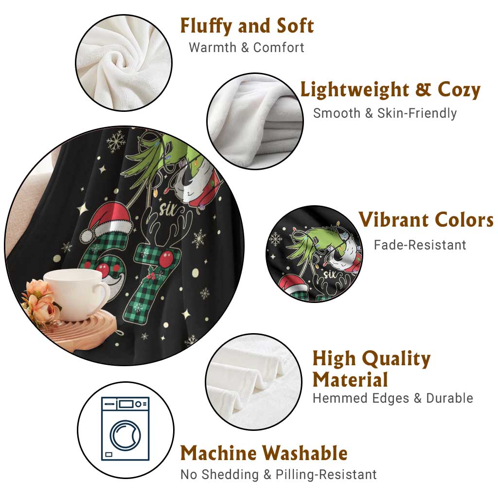 Funny Green Hand Six Seven Meme Throw Blanket Gen Z Alpha Xmas Gift TS12 Print Your Wear