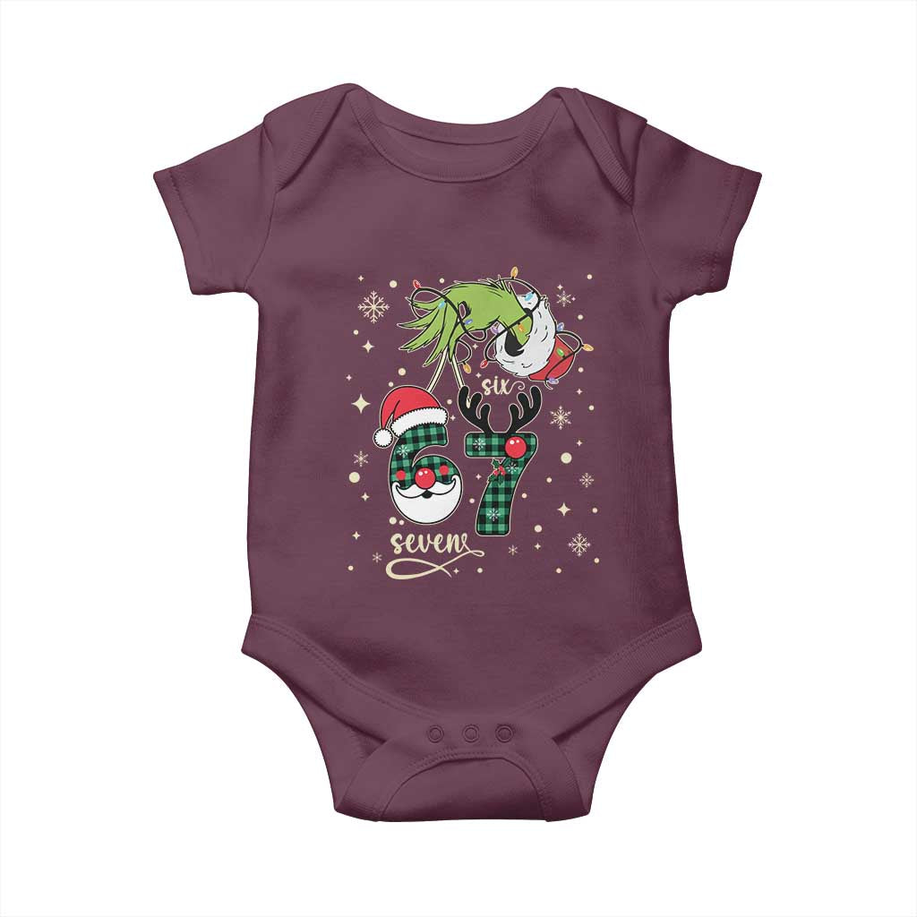 Funny Green Hand Six Seven Meme Baby Onesie Gen Z Alpha Xmas Gift TS12 Maroon Print Your Wear