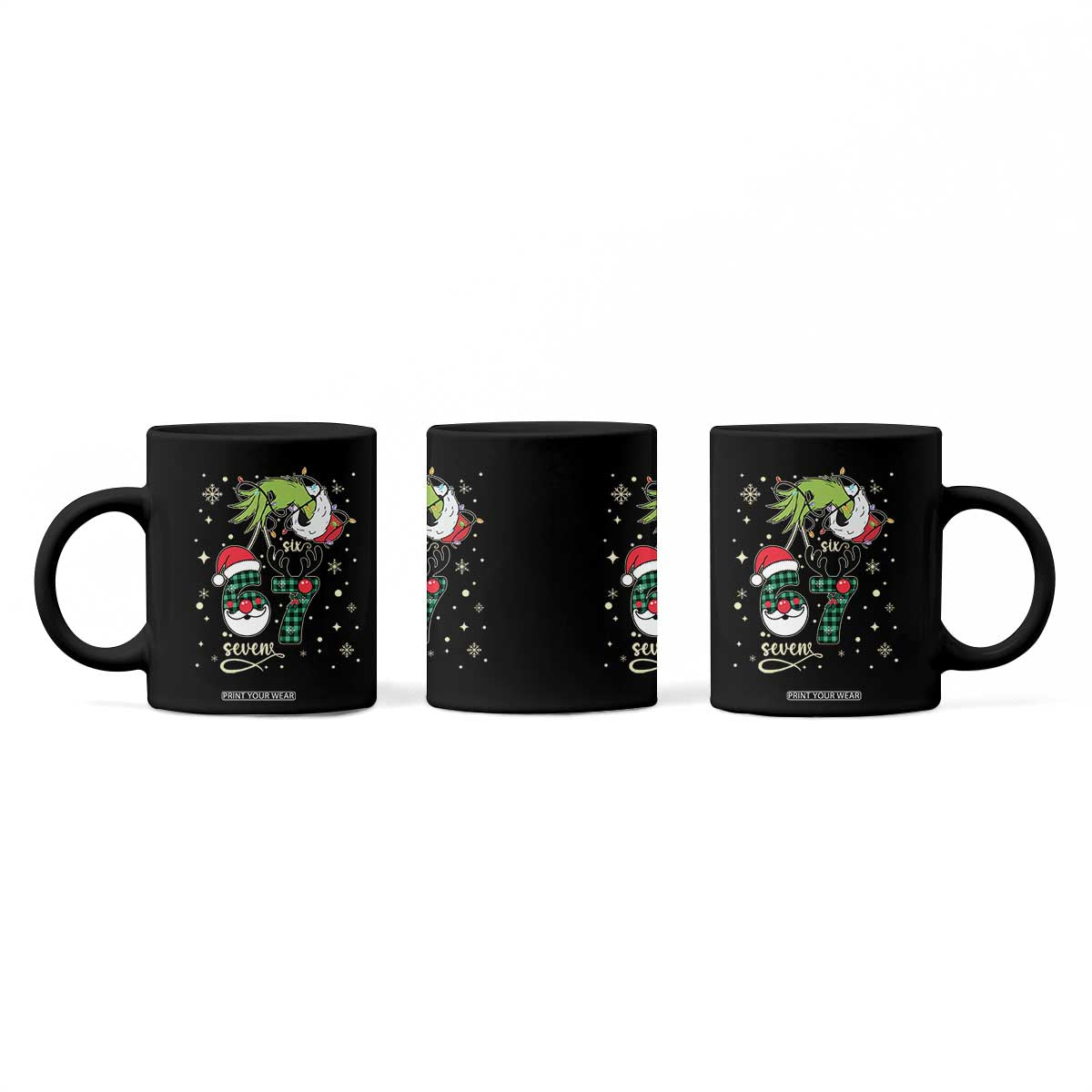 Funny Green Hand Six Seven Meme Coffee Mug Gen Z Alpha Xmas Gift TS12 Print Your Wear