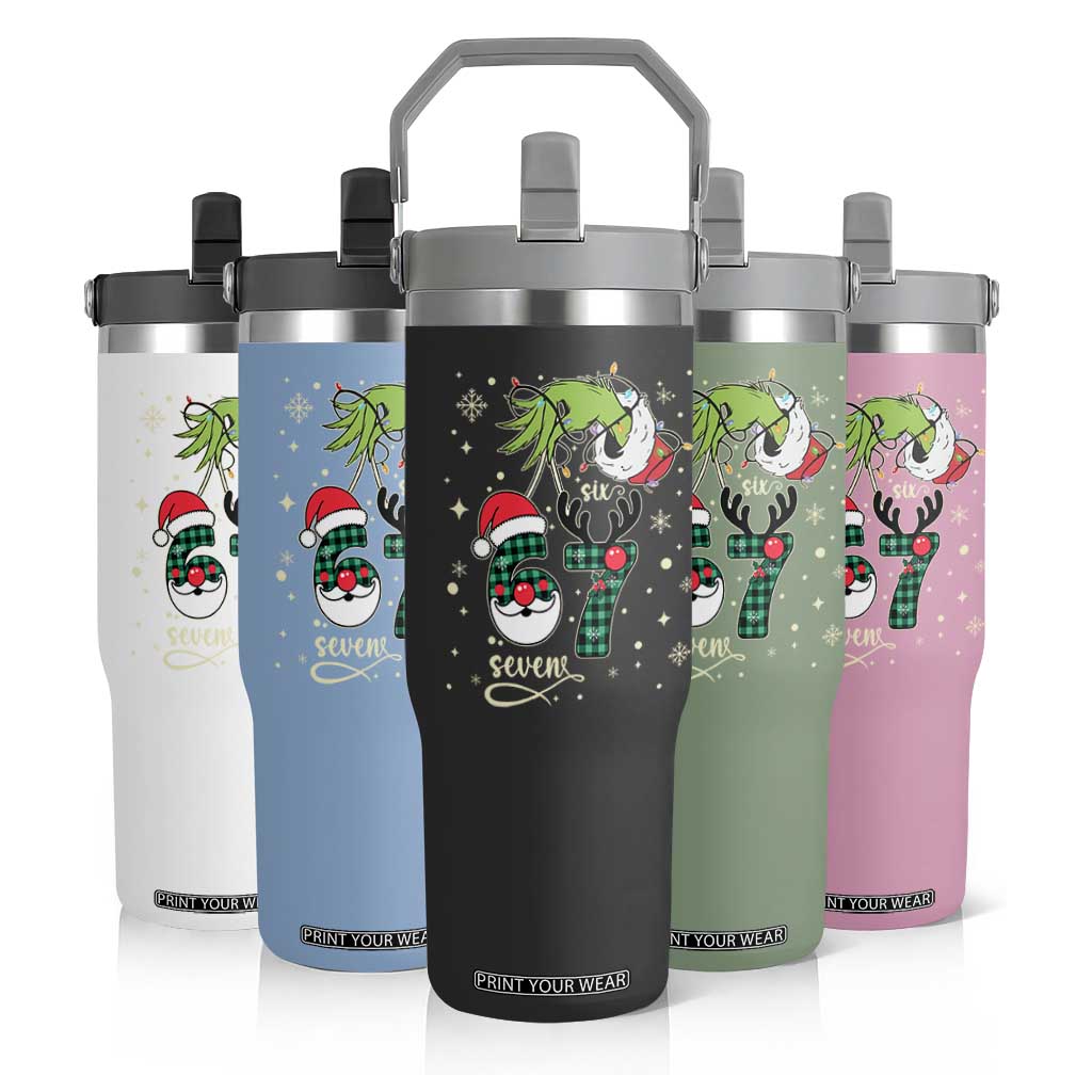 Funny Green Hand Six Seven Meme Flip Straw Tumbler Gen Z Alpha Xmas Gift TS12 Print Your Wear