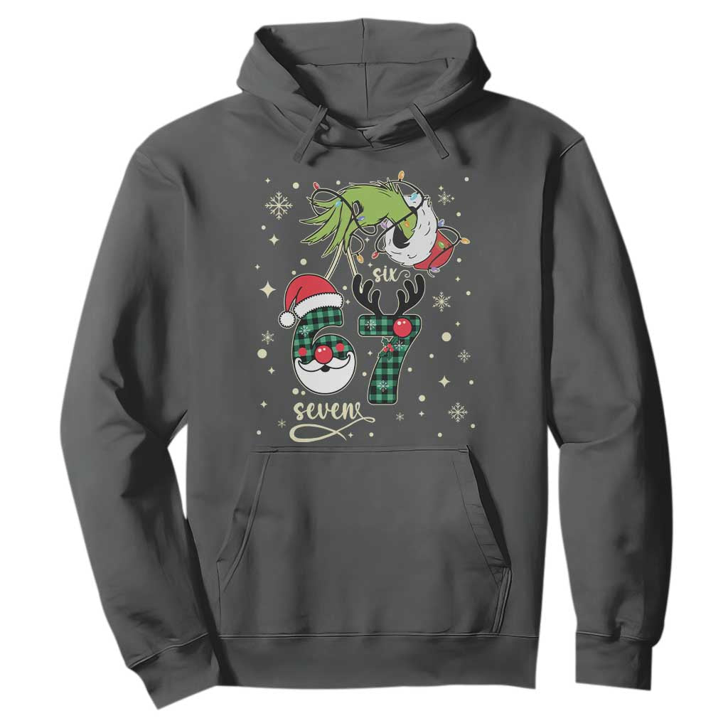 Funny Green Hand Six Seven Meme Hoodie Gen Z Alpha Xmas Gift TS12 Dark Heather Print Your Wear