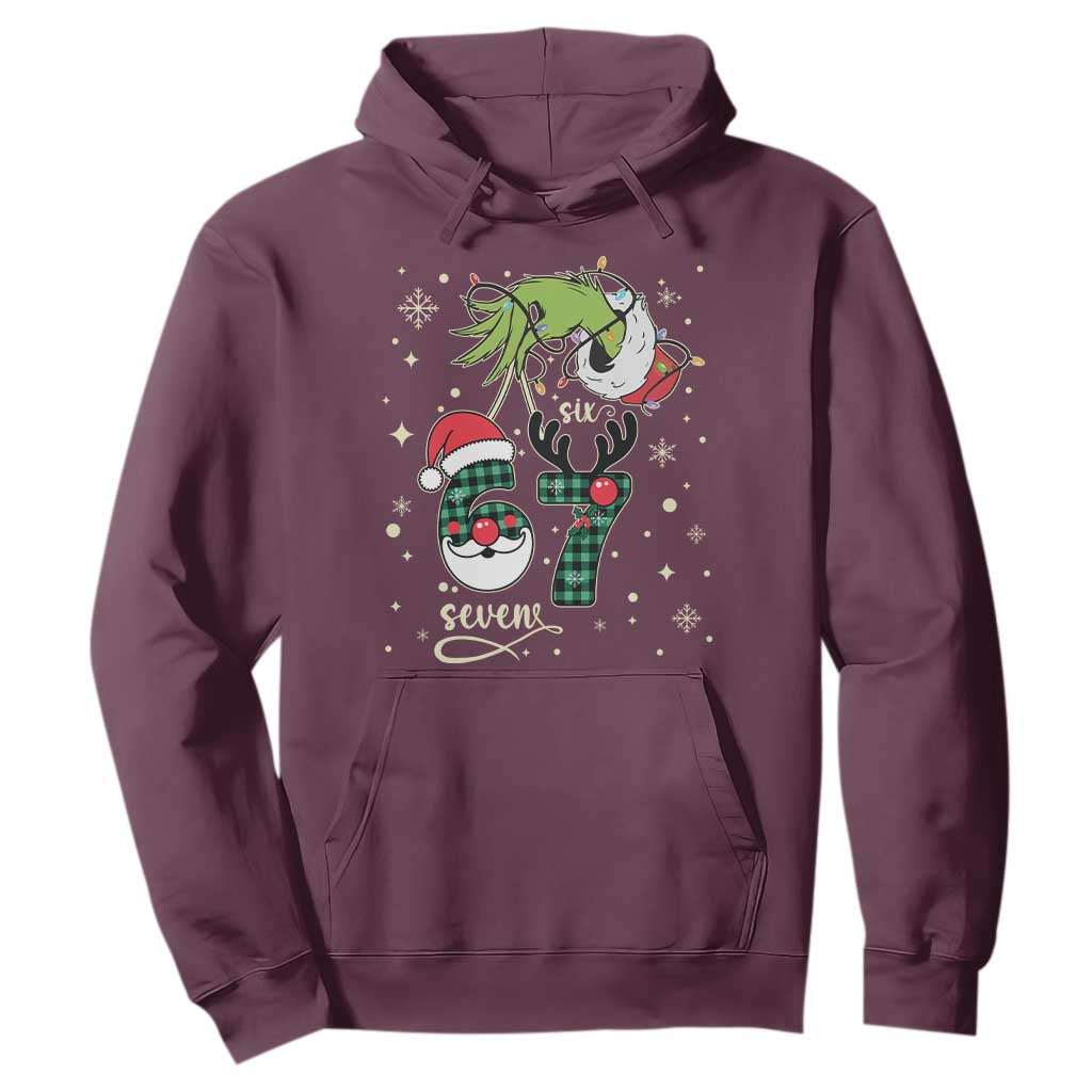 Funny Green Hand Six Seven Meme Hoodie Gen Z Alpha Xmas Gift TS12 Maroon Print Your Wear