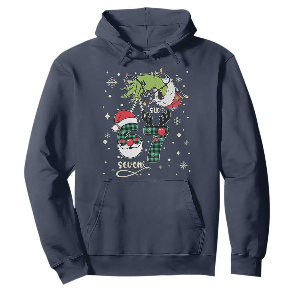 Funny Green Hand Six Seven Meme Hoodie Gen Z Alpha Xmas Gift TS12 Navy Print Your Wear