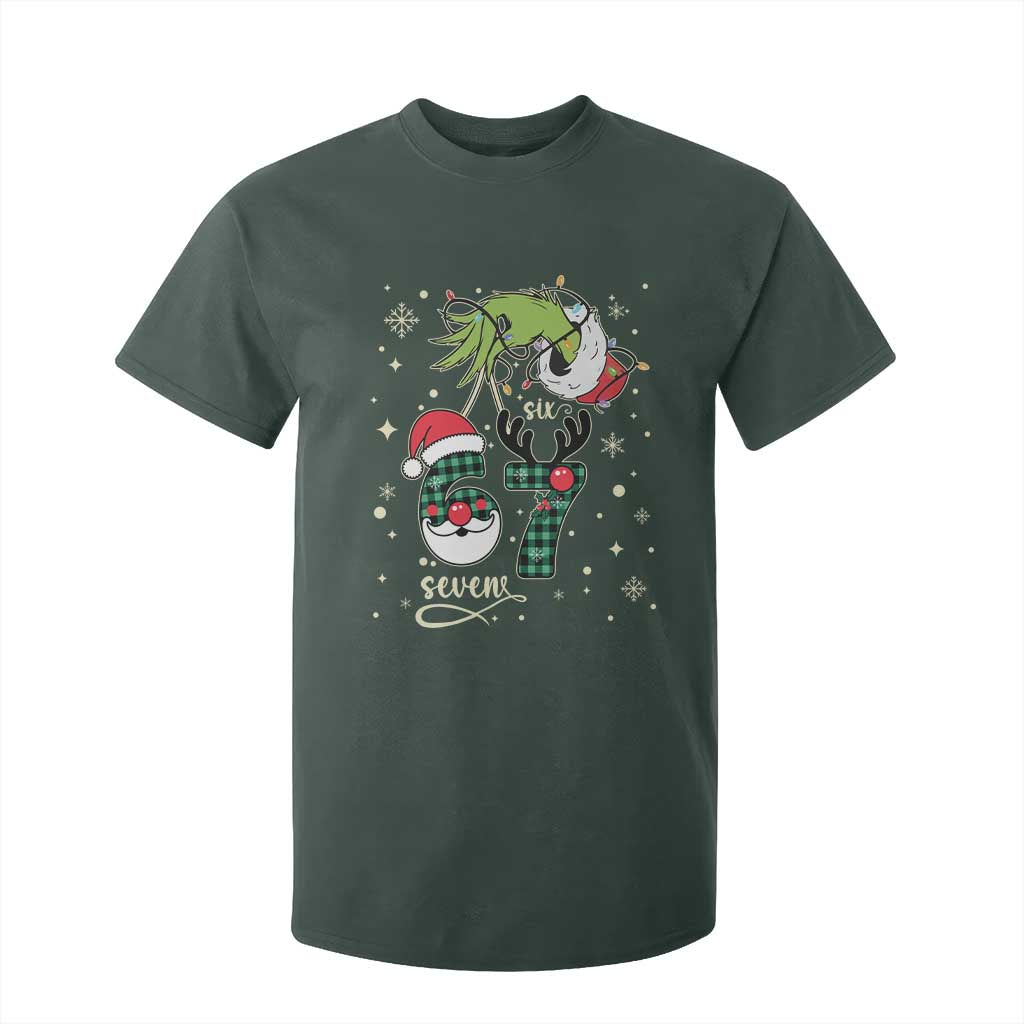 Funny Green Hand Six Seven Meme T Shirt For Kid Gen Z Alpha Xmas Gift TS12 Dark Forest Green Print Your Wear