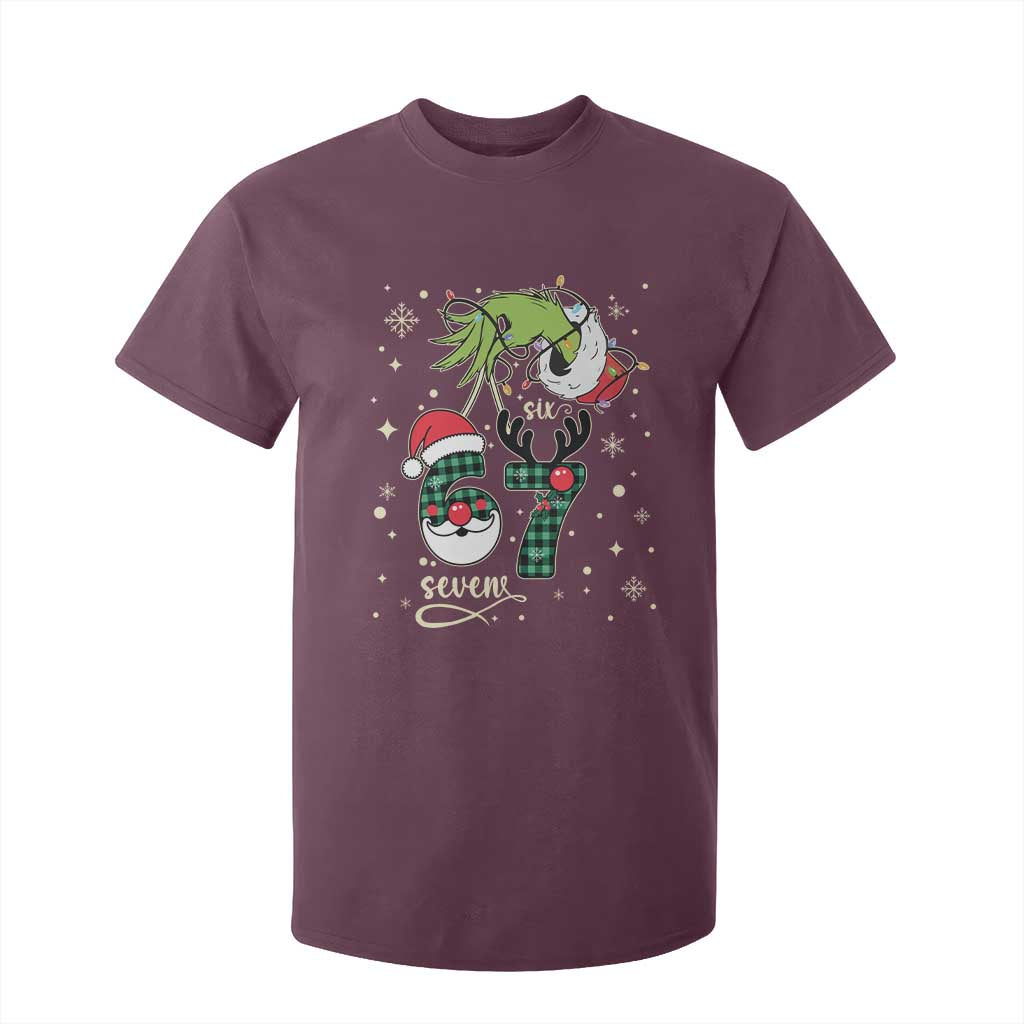 Funny Green Hand Six Seven Meme T Shirt For Kid Gen Z Alpha Xmas Gift TS12 Maroon Print Your Wear