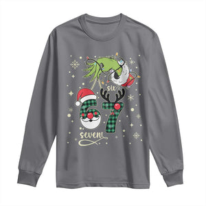 Funny Green Hand Six Seven Meme Long Sleeve Shirt Gen Z Alpha Xmas Gift TS12 Charcoal Print Your Wear
