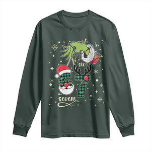 Funny Green Hand Six Seven Meme Long Sleeve Shirt Gen Z Alpha Xmas Gift TS12 Dark Forest Green Print Your Wear