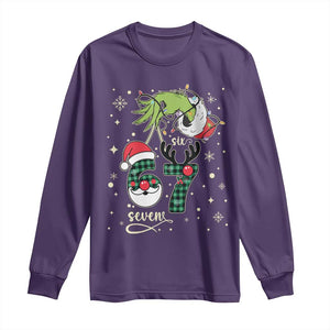 Funny Green Hand Six Seven Meme Long Sleeve Shirt Gen Z Alpha Xmas Gift TS12 Purple Print Your Wear