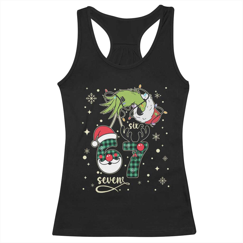 Funny Green Hand Six Seven Meme Racerback Tank Top Gen Z Alpha Xmas Gift TS12 Black Print Your Wear