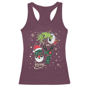 Funny Green Hand Six Seven Meme Racerback Tank Top Gen Z Alpha Xmas Gift TS12 Maroon Print Your Wear