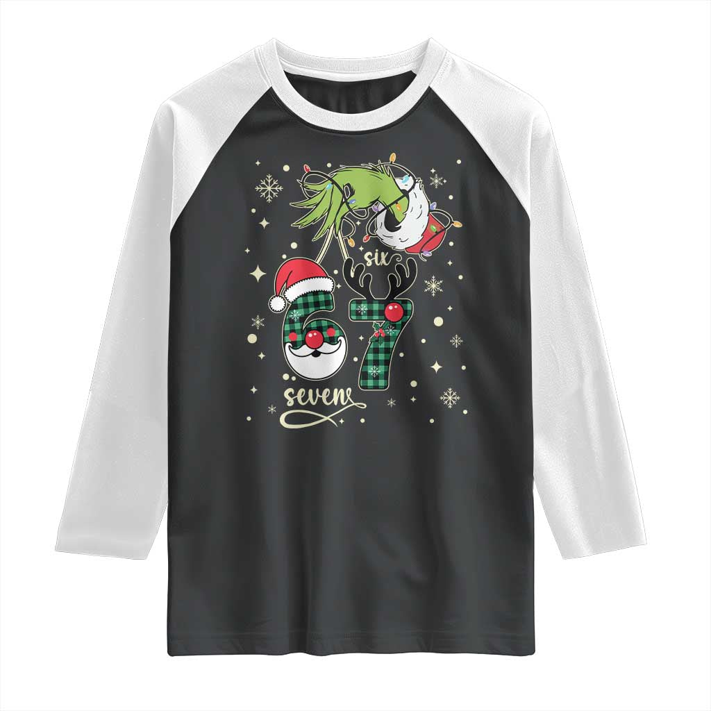 Funny Green Hand Six Seven Meme Raglan Shirt Gen Z Alpha Xmas Gift TS12 Black White Print Your Wear