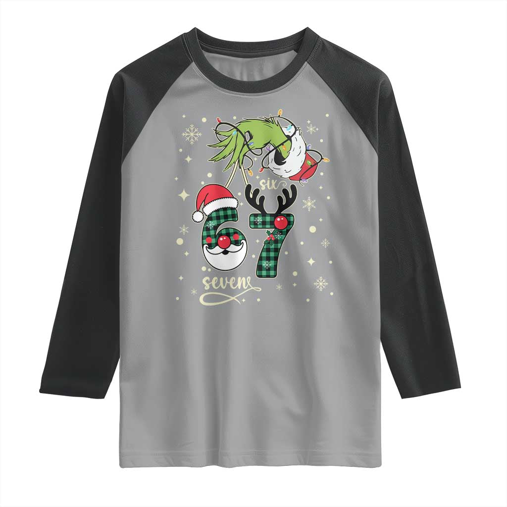 Funny Green Hand Six Seven Meme Raglan Shirt Gen Z Alpha Xmas Gift TS12 Sport Gray Black Print Your Wear