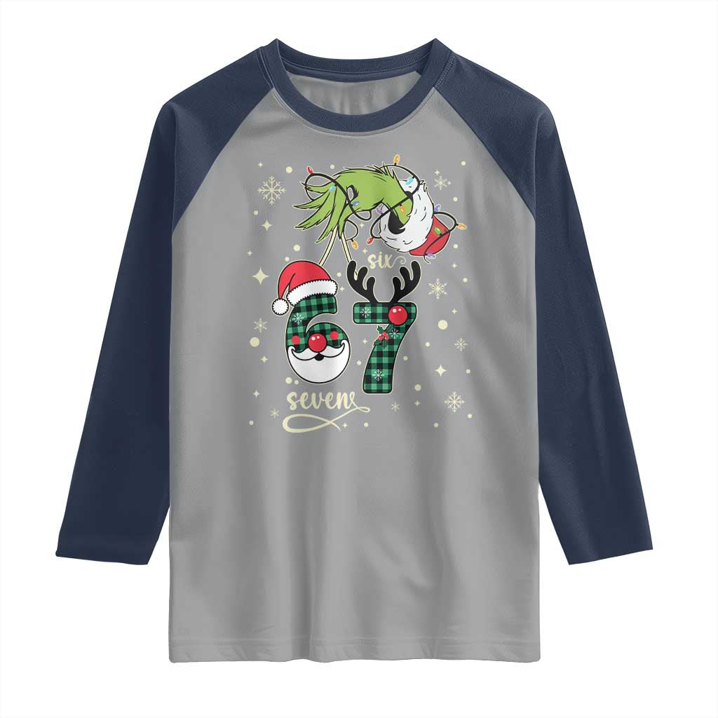 Funny Green Hand Six Seven Meme Raglan Shirt Gen Z Alpha Xmas Gift TS12 Sport Gray Navy Print Your Wear