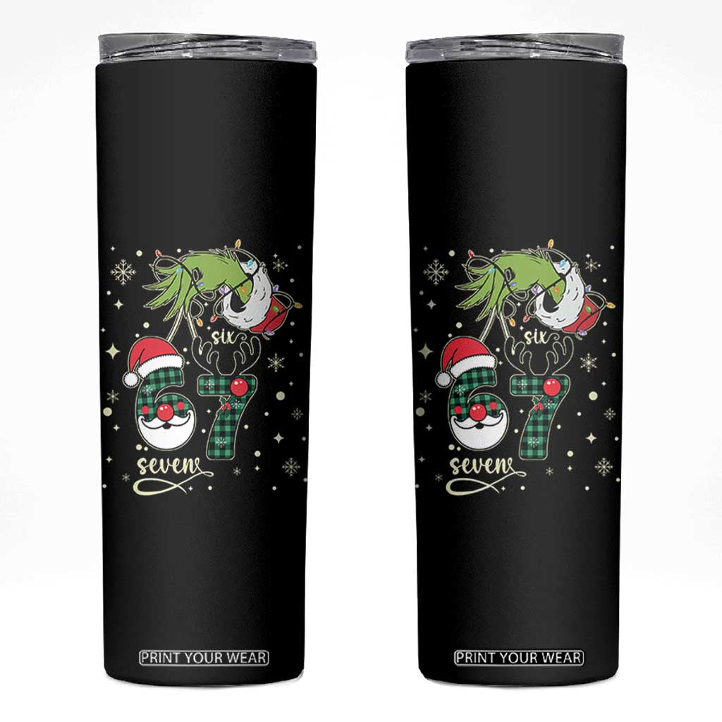 Funny Green Hand Six Seven Meme Skinny Tumbler Gen Z Alpha Xmas Gift TS12 Black Print Your Wear