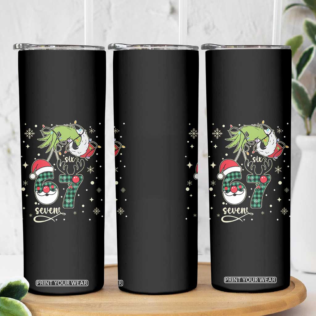 Funny Green Hand Six Seven Meme Skinny Tumbler Gen Z Alpha Xmas Gift TS12 Print Your Wear