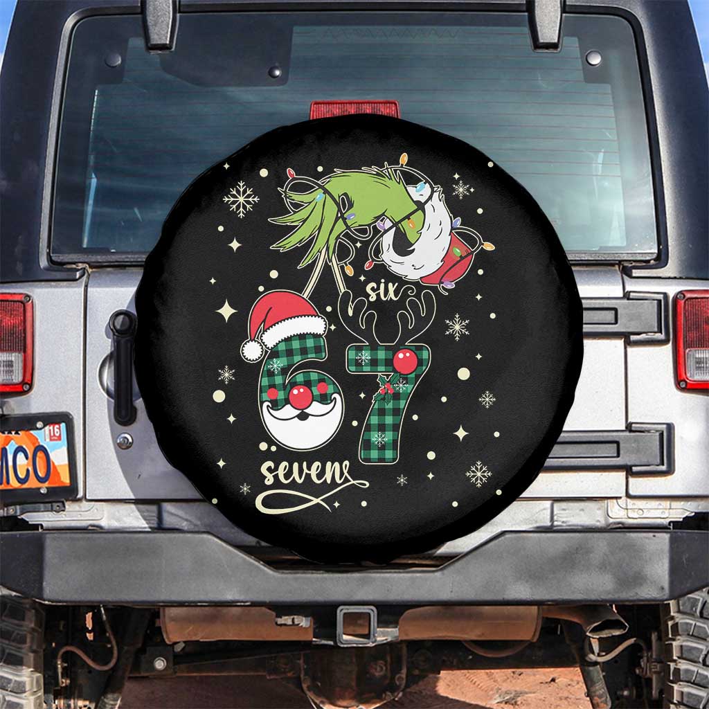 Funny Green Hand Six Seven Meme Spare Tire Cover Gen Z Alpha Xmas Gift TS12 No hole Black Print Your Wear
