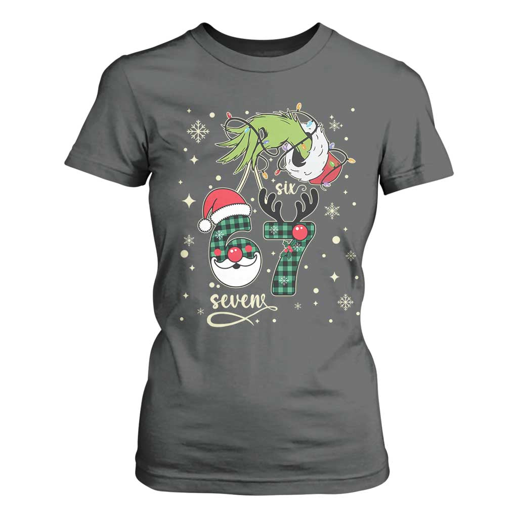 Funny Green Hand Six Seven Meme T Shirt For Women Gen Z Alpha Xmas Gift TS12 Dark Heather Print Your Wear