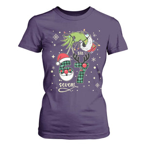 Funny Green Hand Six Seven Meme T Shirt For Women Gen Z Alpha Xmas Gift TS12 Purple Print Your Wear