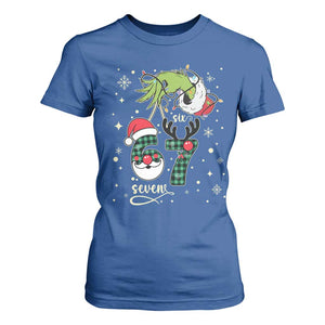 Funny Green Hand Six Seven Meme T Shirt For Women Gen Z Alpha Xmas Gift TS12 Royal Blue Print Your Wear