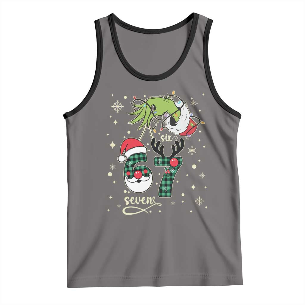 Funny Green Hand Six Seven Meme Tank Top Gen Z Alpha Xmas Gift TS12 Deep Heather Black Print Your Wear