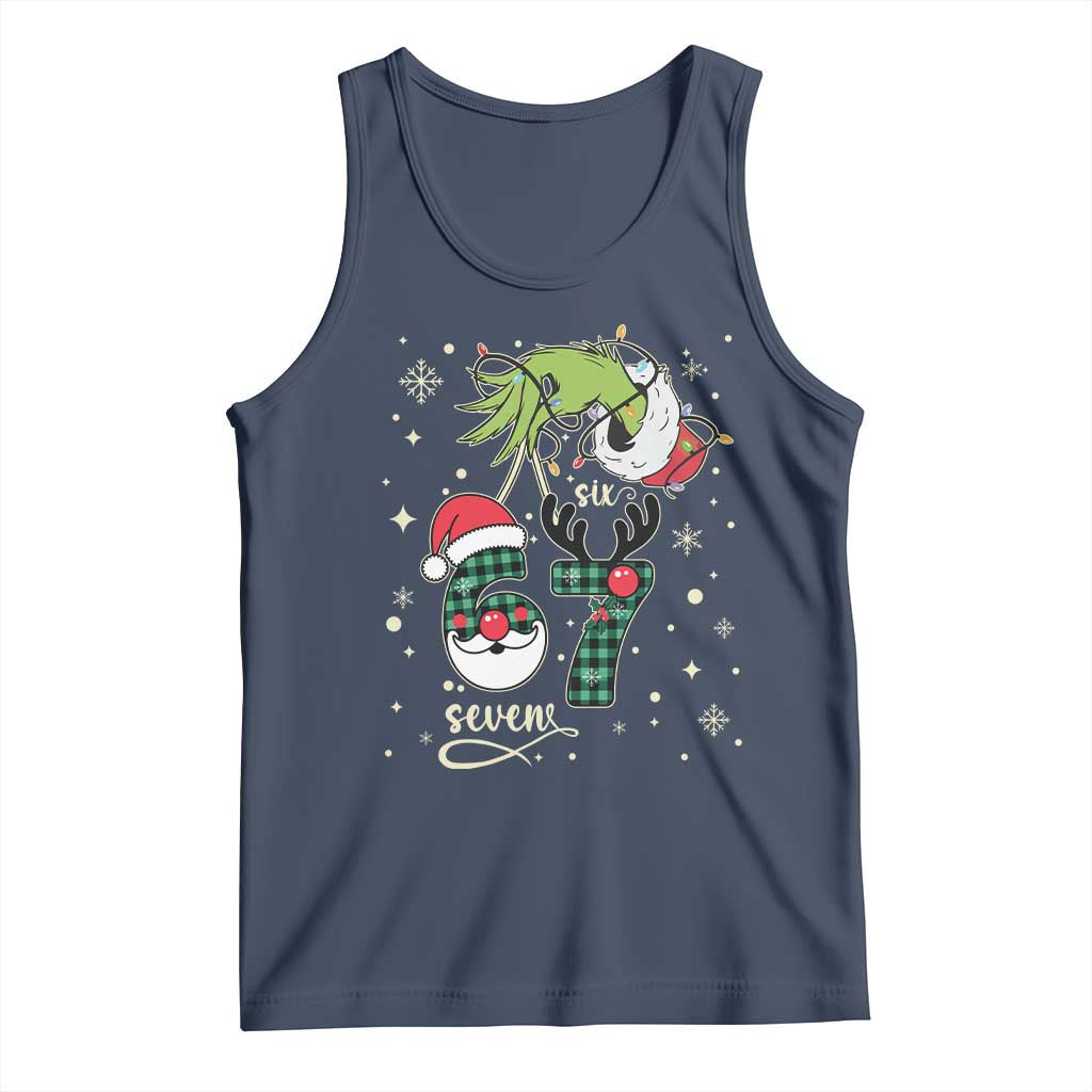 Funny Green Hand Six Seven Meme Tank Top Gen Z Alpha Xmas Gift TS12 Navy Print Your Wear