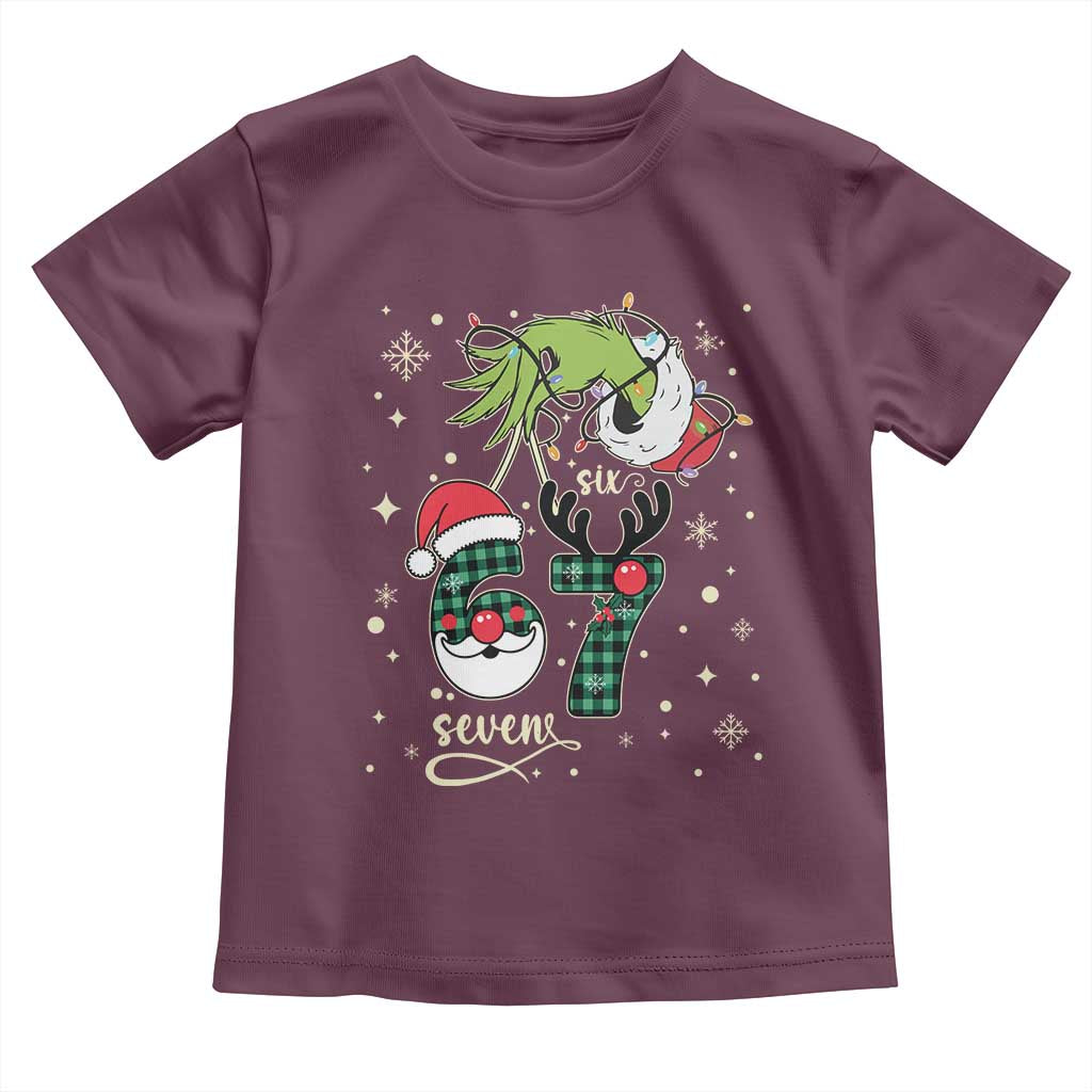 Funny Green Hand Six Seven Meme Toddler T Shirt Gen Z Alpha Xmas Gift TS12 Maroon Print Your Wear