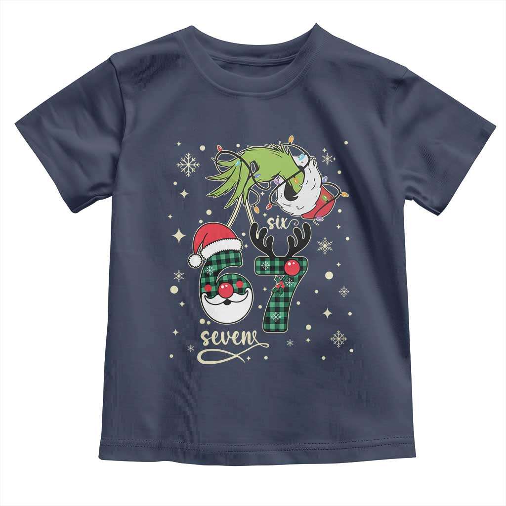 Funny Green Hand Six Seven Meme Toddler T Shirt Gen Z Alpha Xmas Gift TS12 Navy Print Your Wear
