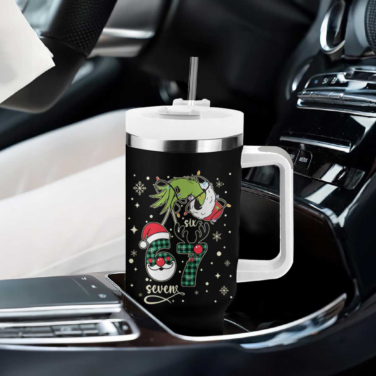 Funny Green Hand Six Seven Meme Tumbler With Handle Gen Z Alpha Xmas Gift TS12 Print Your Wear