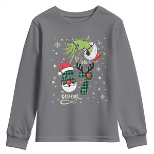 Funny Green Hand Six Seven Meme Youth Sweatshirt Gen Z Alpha Xmas Gift TS12 Charcoal Print Your Wear