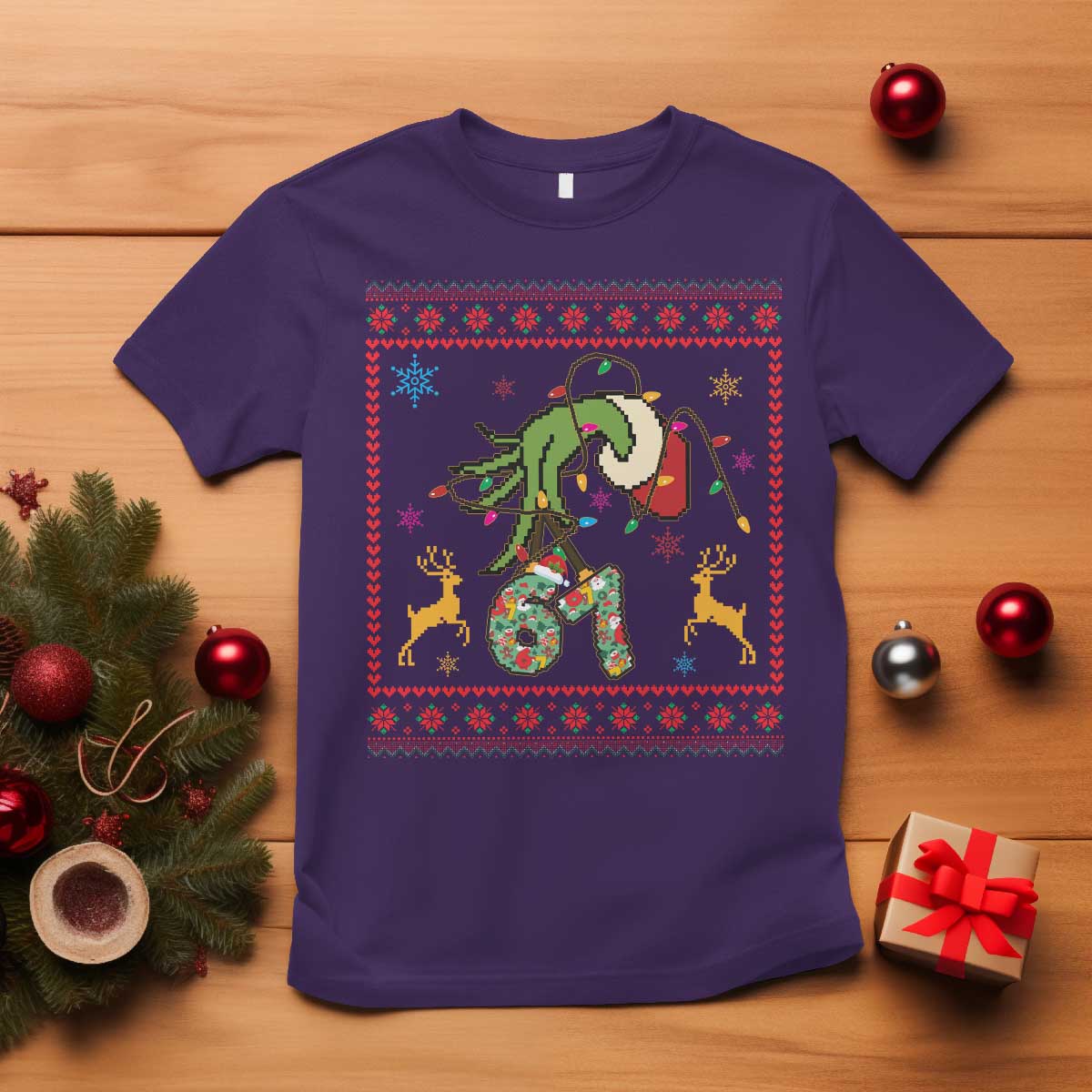 Green Hand 67 Meme Ugly Sweater T Shirt Funny Holiday Gift TS12 Purple Print Your Wear