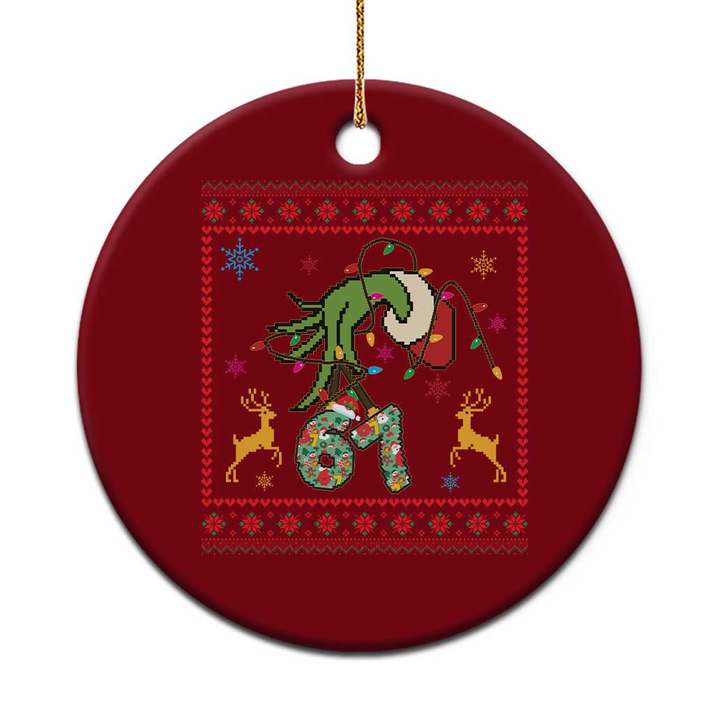 Green Hand 67 Meme Ugly Sweater Ceramic Ornament Funny Holiday Gift TS12 1pc Red Print Your Wear